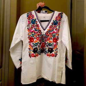 Medium Otomi Mexican Embroidery Blouse